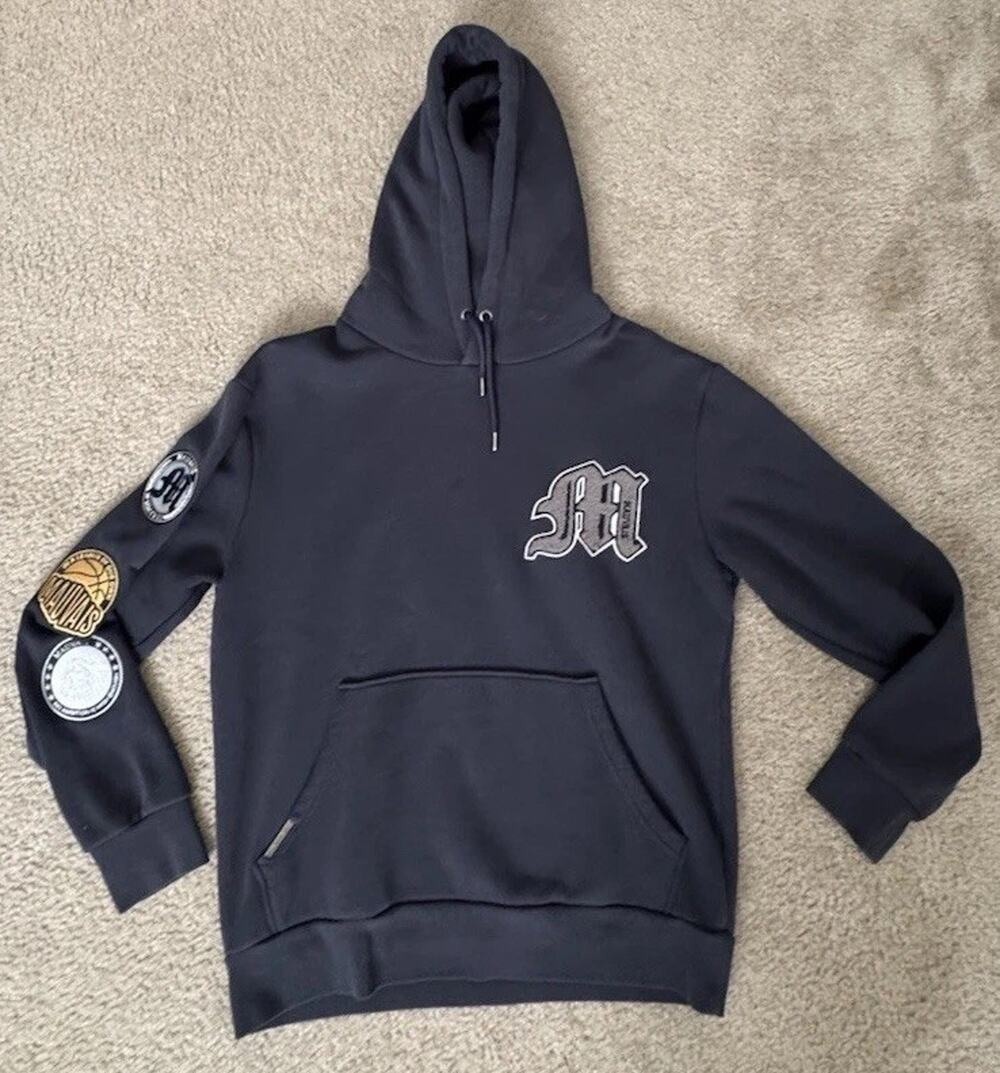 Mauvais Mens Small Navy Pullover Hoodie Embroidered Patch Logo Streetwear